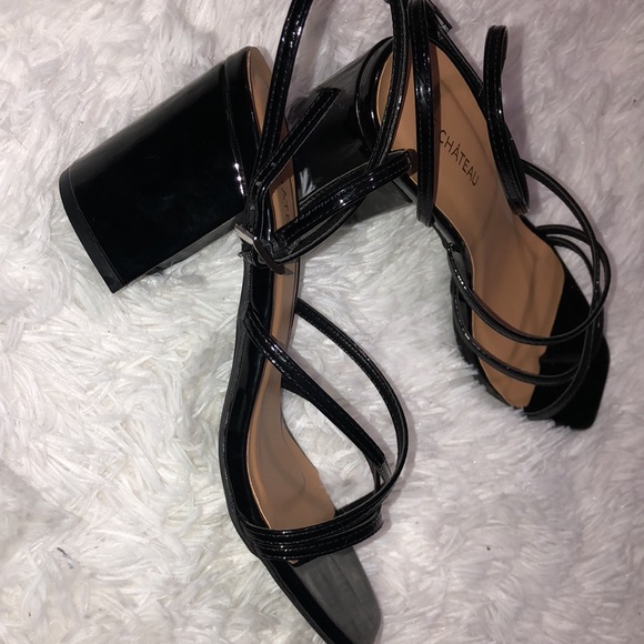 Black open toe block heeled sandals - Picture 1 of 5